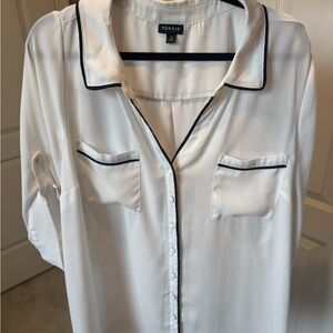Torrid White Blouse with Black Accents